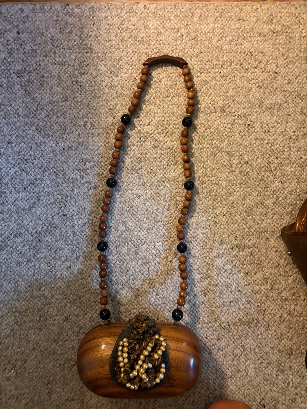 Vintage Timmy Woods handcrafted Acacia Wood Small Shoulder Bag